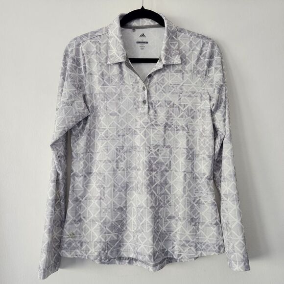 Adidas Golf gray white geometric print athletic 1/4 button pullover womens sz S - Picture 1 of 6